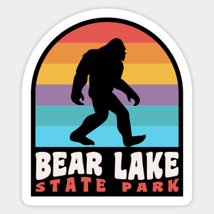 Bear Lake Utah Bigfoot Sasquatch Retro Sunset Sticker